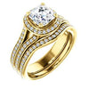 CZ Wedding Set, featuring The Mia Sofia engagement ring (Customizable Cathedral-Halo Asscher Cut Style with Wide Split-Pavé Band)