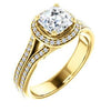 CZ Wedding Set, featuring The Mia Sofia engagement ring (Customizable Cathedral-Halo Asscher Cut Style with Wide Split-Pavé Band)