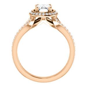 CZ Wedding Set, featuring The Mia Sofia engagement ring (Customizable Cathedral-Halo Emerald Cut Style with Wide Split-Pavé Band)