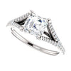 Cubic Zirconia Engagement Ring- The Mailynne (Customizable Asscher Cut Style with Split-Pavé Band)