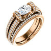 CZ Wedding Set, featuring The Scarlett engagement ring (Oval Cut with Prong-Accented Bar Basket and Split Pavé Band)