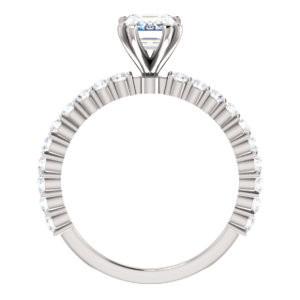 CZ Wedding Set, featuring The Thea engagement ring (Customizable 8-prong Radiant Cut Design with Thin, Stackable Pavé Band)