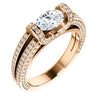 CZ Wedding Set, featuring The Scarlett engagement ring (Oval Cut with Prong-Accented Bar Basket and Split Pavé Band)