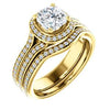 CZ Wedding Set, featuring The Mia Sofia engagement ring (Customizable Cathedral-Halo Cushion Cut Style with Wide Split-Pavé Band)