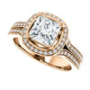 CZ Wedding Set, featuring The Mia Sofia engagement ring (Customizable Cathedral-Halo Princess Cut Style with Wide Split-Pavé Band)