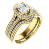 CZ Wedding Set, featuring The Mia Sofia engagement ring (Customizable Cathedral-Halo Oval Cut Style with Wide Split-Pavé Band)
