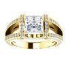 CZ Wedding Set, featuring The Scarlett engagement ring (Princess Cut with Prong-Accented Bar Basket and Split Pavé Band)