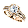 CZ Wedding Set, featuring The Mia Sofia engagement ring (Customizable Cathedral-Halo Cushion Cut Style with Wide Split-Pavé Band)