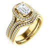 CZ Wedding Set, featuring The Mia Sofia engagement ring (Customizable Cathedral-Halo Emerald Cut Style with Wide Split-Pavé Band)