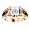 CZ Wedding Set, featuring The Scarlett engagement ring (Princess Cut with Prong-Accented Bar Basket and Split Pavé Band)