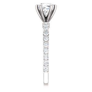 CZ Wedding Set, featuring The Thea engagement ring (Customizable 8-prong Cushion Cut Design with Thin, Stackable Pavé Band)