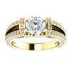 CZ Wedding Set, featuring The Scarlett engagement ring (Round Cut with Prong-Accented Bar Basket and Split Pavé Band)
