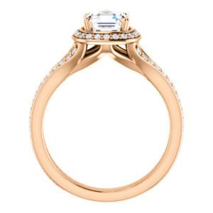 CZ Wedding Set, featuring The Mia Sofia engagement ring (Customizable Cathedral-Halo Asscher Cut Style with Wide Split-Pavé Band)