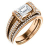 CZ Wedding Set, featuring The Scarlett engagement ring (Emerald Cut with Prong-Accented Bar Basket and Split Pavé Band)