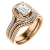 CZ Wedding Set, featuring The Mia Sofia engagement ring (Customizable Cathedral-Halo Emerald Cut Style with Wide Split-Pavé Band)