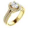 CZ Wedding Set, featuring The Mia Sofia engagement ring (Customizable Cathedral-Halo Oval Cut Style with Wide Split-Pavé Band)