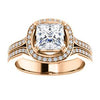 CZ Wedding Set, featuring The Mia Sofia engagement ring (Customizable Cathedral-Halo Princess Cut Style with Wide Split-Pavé Band)