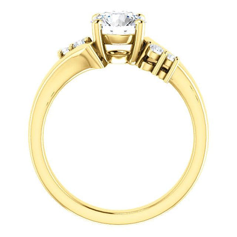 Cubic Zirconia Engagement Ring-*Clearance* The Inez 1.0 Carat Round Cut 5-stone Artisan Bypass in 10K Yellow Gold