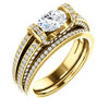CZ Wedding Set, featuring The Scarlett engagement ring (Oval Cut with Prong-Accented Bar Basket and Split Pavé Band)