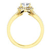 CZ Wedding Set, featuring The Mia Sofia engagement ring (Customizable Cathedral-Halo Cushion Cut Style with Wide Split-Pavé Band)