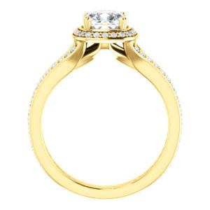 CZ Wedding Set, featuring The Mia Sofia engagement ring (Customizable Cathedral-Halo Cushion Cut Style with Wide Split-Pavé Band)