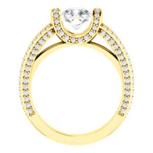 CZ Wedding Set, featuring The Scarlett engagement ring (Cushion Cut with Prong-Accented Bar Basket and Split Pavé Band)