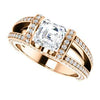 CZ Wedding Set, featuring The Scarlett engagement ring (Asscher Cut with Prong-Accented Bar Basket and Split Pavé Band)