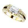 CZ Wedding Set, featuring The Scarlett engagement ring (Emerald Cut with Prong-Accented Bar Basket and Split Pavé Band)