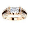CZ Wedding Set, featuring The Scarlett engagement ring (Emerald Cut with Prong-Accented Bar Basket and Split Pavé Band)