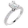 CZ Wedding Set, featuring The Thea engagement ring (Customizable 8-prong Radiant Cut Design with Thin, Stackable Pavé Band)