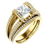 CZ Wedding Set, featuring The Scarlett engagement ring (Princess Cut with Prong-Accented Bar Basket and Split Pavé Band)