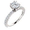 CZ Wedding Set, featuring The Thea engagement ring (Customizable 8-prong Cushion Cut Design with Thin, Stackable Pavé Band)