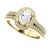 CZ Wedding Set, featuring The Mia Sofia engagement ring (Customizable Cathedral-Halo Oval Cut Style with Wide Split-Pavé Band)