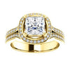 CZ Wedding Set, featuring The Mia Sofia engagement ring (Customizable Cathedral-Halo Princess Cut Style with Wide Split-Pavé Band)
