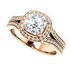 CZ Wedding Set, featuring The Mia Sofia engagement ring (Customizable Cathedral-Halo Asscher Cut Style with Wide Split-Pavé Band)