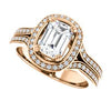 CZ Wedding Set, featuring The Mia Sofia engagement ring (Customizable Cathedral-Halo Emerald Cut Style with Wide Split-Pavé Band)