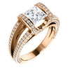 CZ Wedding Set, featuring The Scarlett engagement ring (Princess Cut with Prong-Accented Bar Basket and Split Pavé Band)