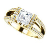 CZ Wedding Set, featuring The Scarlett engagement ring (Asscher Cut with Prong-Accented Bar Basket and Split Pavé Band)
