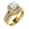 CZ Wedding Set, featuring The Mia Sofia engagement ring (Customizable Cathedral-Halo Princess Cut Style with Wide Split-Pavé Band)