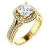 CZ Wedding Set, featuring The Mia Sofia engagement ring (Customizable Cathedral-Halo Princess Cut Style with Wide Split-Pavé Band)