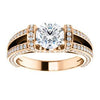 CZ Wedding Set, featuring The Scarlett engagement ring (Round Cut with Prong-Accented Bar Basket and Split Pavé Band)