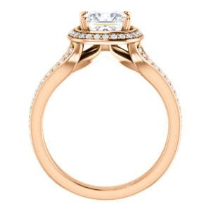 CZ Wedding Set, featuring The Mia Sofia engagement ring (Customizable Cathedral-Halo Princess Cut Style with Wide Split-Pavé Band)
