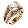 CZ Wedding Set, featuring The Scarlett engagement ring (Princess Cut with Prong-Accented Bar Basket and Split Pavé Band)
