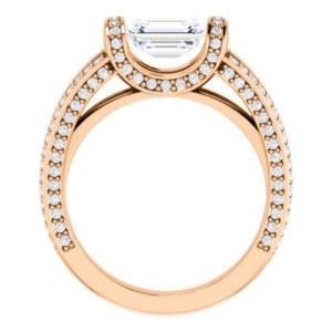 CZ Wedding Set, featuring The Scarlett engagement ring (Emerald Cut with Prong-Accented Bar Basket and Split Pavé Band)