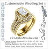 CZ Wedding Set, featuring The Mia Sofia engagement ring (Customizable Cathedral-Halo Emerald Cut Style with Wide Split-Pavé Band)