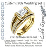CZ Wedding Set, featuring The Scarlett engagement ring (Emerald Cut with Prong-Accented Bar Basket and Split Pavé Band)