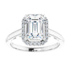 Cubic Zirconia Engagement Ring- The Honesty (Customizable Cathedral-Halo Radiant Cut Style featuring Sculptural Trellis)