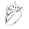 Cubic Zirconia Engagement Ring- The Addison (Customizable Cathedral-raised Princess/Square Cut Center with Exquisite Accented Split-band)