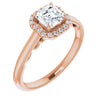 10K Rose Gold Customizable Cathedral-Halo Asscher Cut Style featuring Sculptural Trellis