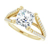 Cubic Zirconia Engagement Ring- The Addison (Customizable Cathedral-raised Asscher Cut Center with Exquisite Accented Split-band)